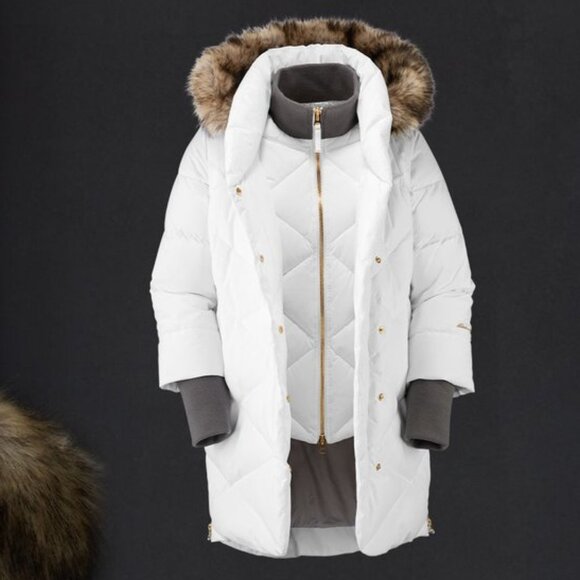 Eddie Bauer Quilted Down Parka Women's Large White 100 Yr. Centennial Collection - Picture 1 of 15